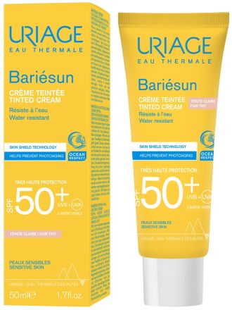 БАРИЕСЪН Тониран СВЕТЪЛ слъцезащитен крем за лице SPF50+ 50 мл ЮРИАЖ | URIAGE Bariesun