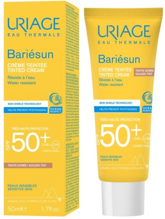 БАРИЕСЪН Тониран ТЪМЕН слъцезащитен крем за лице SPF50+ 50 мл ЮРИАЖ | URIAGE Bariesun