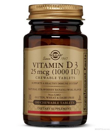 ВИТАМИН Д3 1000IU х 100 дъвчащи таблетки СОЛГАР | VITAMIN D3 1000IU 100s SOLGAR