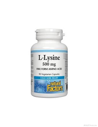 Херпес симплекс, остеопороза и сърдечно здраве - Л-Лизин 500 mg, 90 капсули Natural Factors