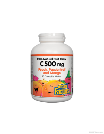 Витамин Ц 500мг х 90 дъвчащи таблетки (тропически плодове) Natural Factors