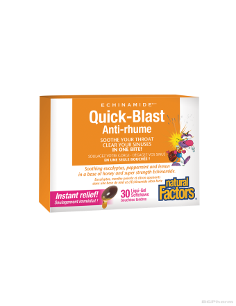 Echinamide Quick-Blast 85мг х 30 течни капсули за дъвчене с ехинацея, мед, ментол и евкалипт Natural Factors