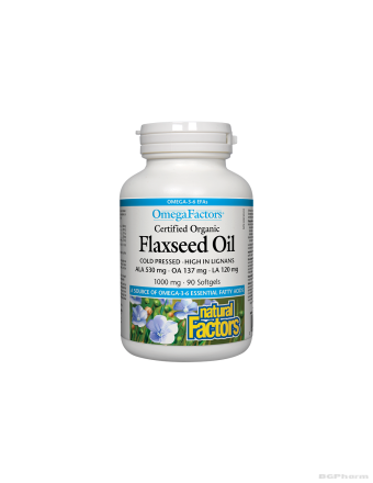 Ленено масло 1000мг х 90 капсули Natural Factors | Flaxseed Oil