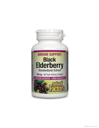 Черен бъз екстракт 100мг х 60 капсули Natural Factors | Black Elderberry Standardized Extract