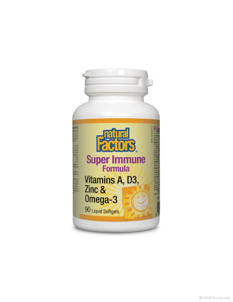 Имунитет: Витамин А, Д3,цинк и омега-3 х 90 капсули Natural Factors | Super Immune Formula