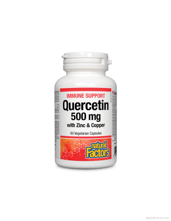 Кверцетин 500мг + мед и цинк х 60 капсули Natural Factors | Immune Support Quercetin