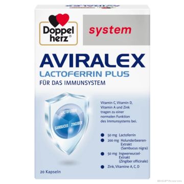 АВИРАЛЕКС За имунитет с лактоферин и бъз х 20 капсули ДОПЕЛХЕРЦ СИСТЕМ | DOPPELHERZ 