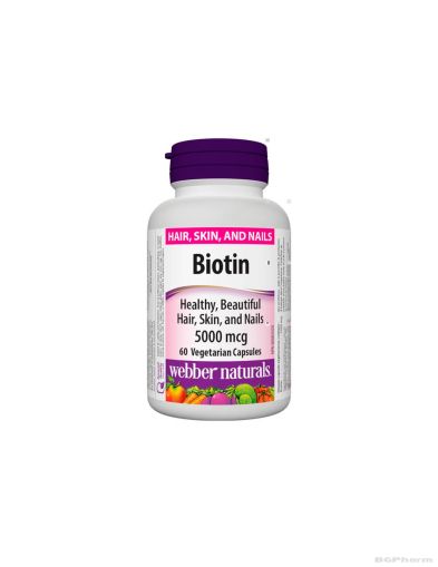 Биотин 5000мкг х 60 капсули Webber Naturals | Biotin