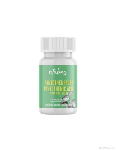 Пантотенова киселина (Витамин Б5) 500 мг х 100 капсули Vitabay | Pantothenic Acid Vitamin B5