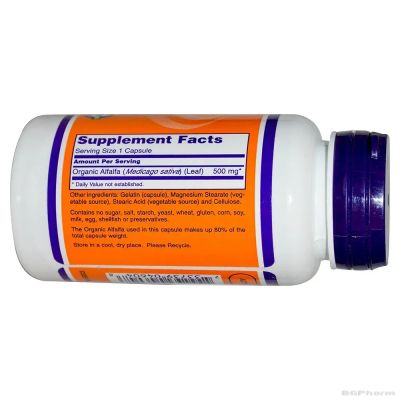 Люцерна екстракт 500 мг  х 250 капсули Now Foods | Alfalfa Leaf