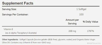 Витамин E 400 IU х 100 меки капсули Now Foods | Vitamin E (D-алфа токоферол)