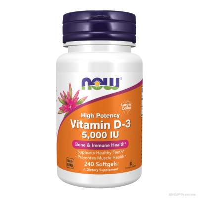 Витамин Д3 5000 IU х 240 меки капсули Now Foods | Vitamin D3