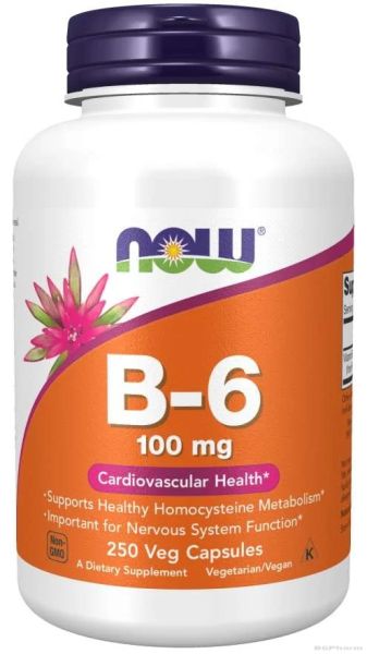 Витамин Б6 (Пиридоксин) 100 мг х 250 капсули Now Foods | Vitamin B-6