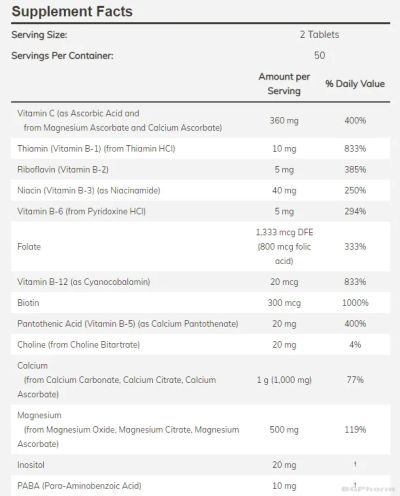 КАЛ-МАГ Калций, Магнезий + Витамин Б-Комплекс и Витамин Ц х 100 Таблетки Now Foods | Cal-Mag