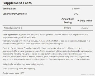 Ниацин (Витамин Б3) 500 мг х 100 таблетки Now Foods | Niacin Vitamin B-3