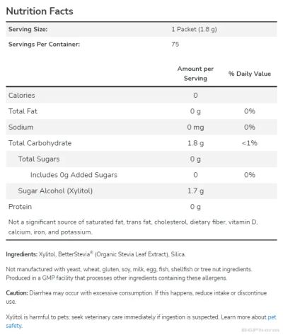 Ксилитол + Стевия натурален подсладител х 75 пакетчета Now Foods | Xylitol + Stevia