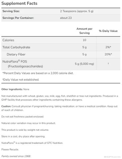 НУТРАФЛОРА Пребиотик на прах 113 гр Now Foods | Nutraflora Fos Powder Prebiotic