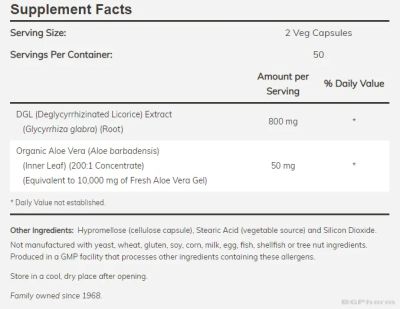 ДиДжиЕл Корен от сладник + Алое вера х 100 капсули Now Foods | DGL + Aloe Vera