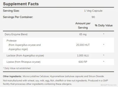 Dairy Digest Complete ензими за усвояване на млечни храни х 90 капсули Now Foods