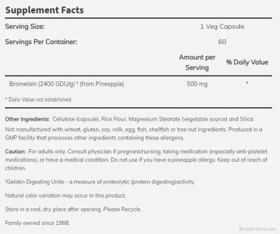 Бромелаин 500 мг х 60 капсули Now Foods| Bromelain