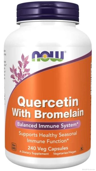 Кверцетин с бромелаин х 240 капсули Now Foods | Quercetin + Bromelain