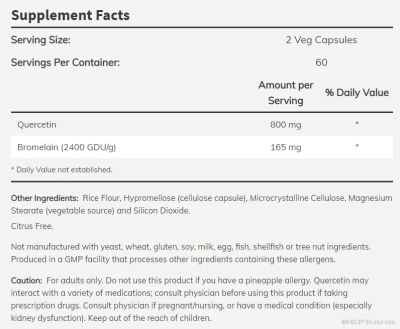 Кверцетин с бромелаин х 240 капсули Now Foods | Quercetin + Bromelain