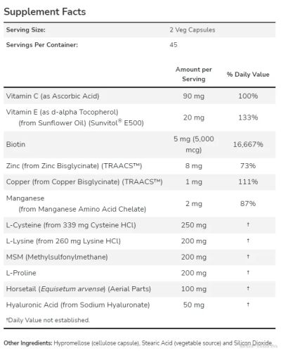 Витамини за коса, кожа и нокти ВЕГАН ФОРМУЛА х 90 Капсули Now Foods | Hair, Skin, Nails
