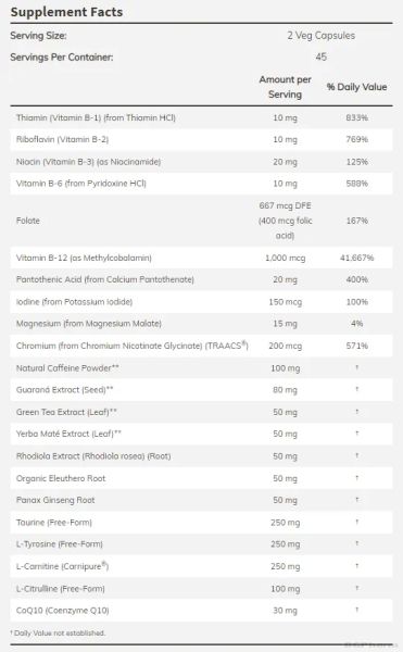 Sport Energy Extreme Витамини и растителни екстракти за Спортисти и Енергия х 90 капсули Now Foods