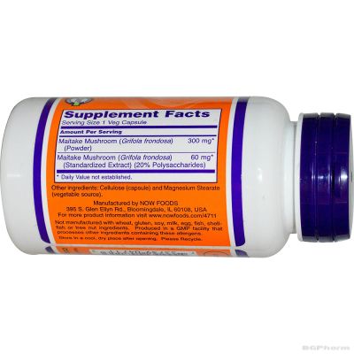 Майтаке екстракт 60 мг х 60 капсули Now Foods | Maitake