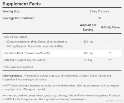 Бял трън (Магарешки, млечен бодил) екстракт 300 мг х 50 капсули Now Foods | Milk Thistle