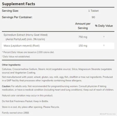 Епимедиум (Разгонен козел) 750 мг х 90 таблетки Now Foods | Horny Goat Weed