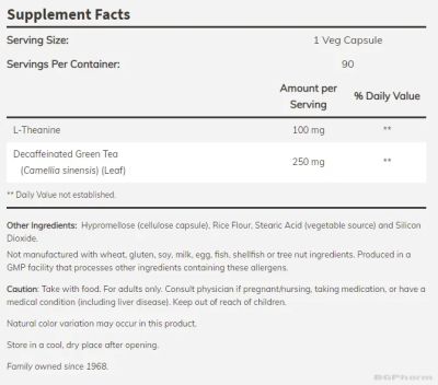 Л-Теанин 100 мг х 90 капсули Now Foods | L-Theanine