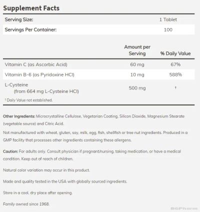 Л-Цистеин 500 мг х 100 таблетки Now Foods | L-Cysteine