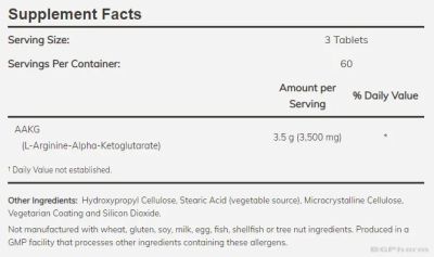 Аргинин Алфа-Кетоглутарат 3500 мг х 180 таблетки Now Foods Sports | AAKG