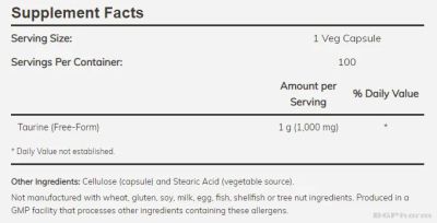 Таурин 1000 мг х 250 капсули Now Foods | Taurine