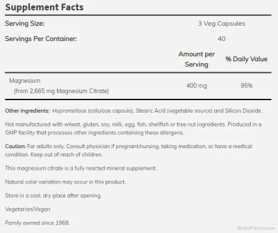 Магнезий цитрат 167 мг х 120 меки капсули Now Foods | Magnesium Citrate