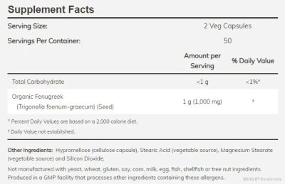 Сминдух 500 мг х 100 капсули Now Foods | Fenugreek