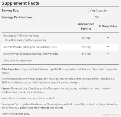 Пикногенол 60 мг х 50 капсули Now Foods | Picnogenol