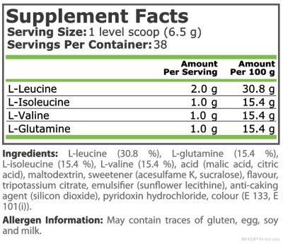 БЦАА Верижно разклонени аминокиселини 250 гр Pure Nutrition | BCAA Blast