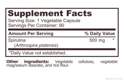 Спирулина 500 мг х 90 капсули Pure Nutrition | Spirulina