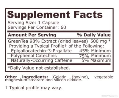 Зелен Чай 500 мг х 60 капсули Pure Nutrition | Green Tea