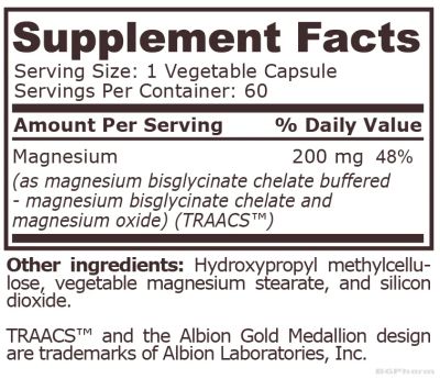 Магнезий бисглицинат ( хелатиран ) 200 мг х 60 капсули Pure Nutrition | Magnesium Bisglycinate