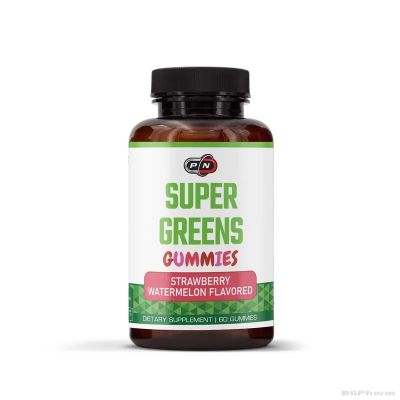 Супер зелени храни х 60 желирани таблетки с вкус ягода и диня Pure Nutrition | Super Greens