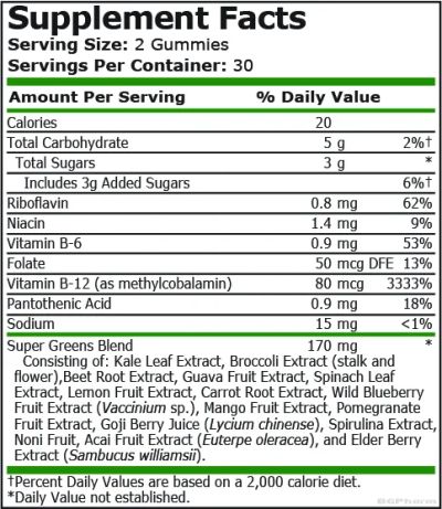 Супер зелени храни х 60 желирани таблетки с вкус ягода и диня Pure Nutrition | Super Greens