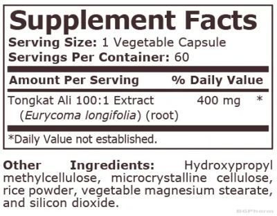 Тонгкат Али 400 мг х 60 капсули Pure Nutrition | Tongkat Ali