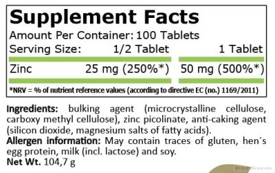 Цинк пиколинат 50 мг х 100 таблетки Pure Nutrition | Zinc Picolinate