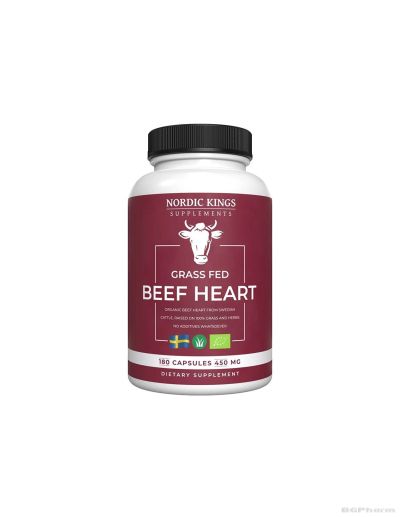 Телешко сърце БИО 500 мг х 180 капсули Nordic Kings | Beef Heart grass fed