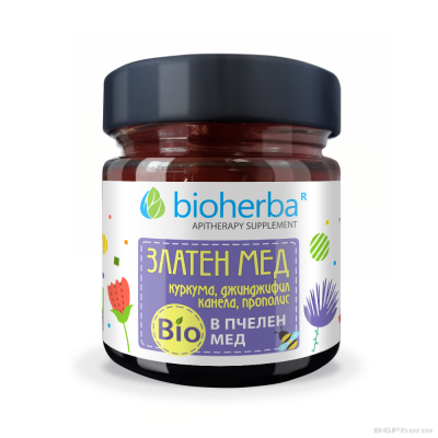 Пчелен БИО ЗЛАТЕН мед ( + куркума, джинджифил, канела и прополис ) х 280 гр БИОХЕРБА | ORGANIC BEE GOLDEN HONEY BIOHERBA