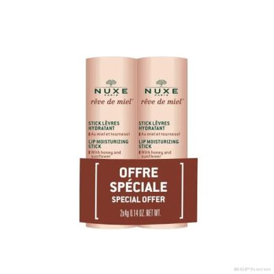 Нукс РЕВ ДЮ МИЕЛ Стик за устни с мед 2 бр х 4 гр ПРОМО ПАКЕТ | NUXE Reve De Miel
