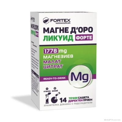 МАГНЕ Д'ОРО ЛИКУИД ФОРТЕ 1778 мг х 14 течни сашета ФОРТЕКС | FORTEX